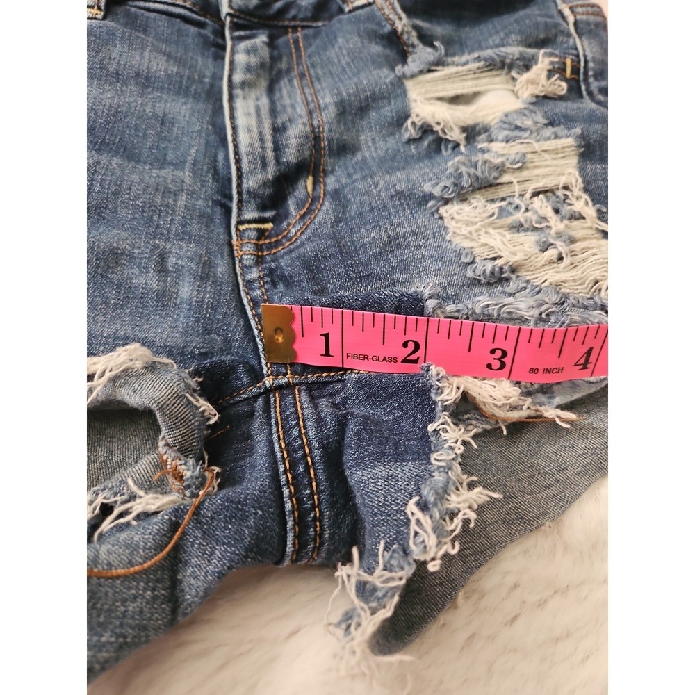 American Eagle Super Stretch Denim Shorts Womens Size 4 Hi-Rise Distressed Blue - Picture 6 of 12